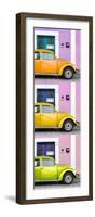 ¡Viva Mexico! Panoramic Collection - Three VW Beetle Cars with Colors Street Wall XXXIII-Philippe Hugonnard-Framed Photographic Print