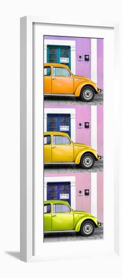 ¡Viva Mexico! Panoramic Collection - Three VW Beetle Cars with Colors Street Wall XXXIII-Philippe Hugonnard-Framed Photographic Print