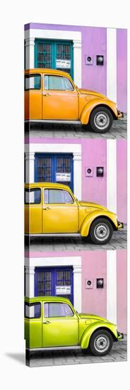 ¡Viva Mexico! Panoramic Collection - Three VW Beetle Cars with Colors Street Wall XXXIII-Philippe Hugonnard-Stretched Canvas