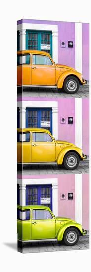 ¡Viva Mexico! Panoramic Collection - Three VW Beetle Cars with Colors Street Wall XXXIII-Philippe Hugonnard-Stretched Canvas