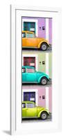 ¡Viva Mexico! Panoramic Collection - Three VW Beetle Cars with Colors Street Wall XXXIV-Philippe Hugonnard-Framed Photographic Print