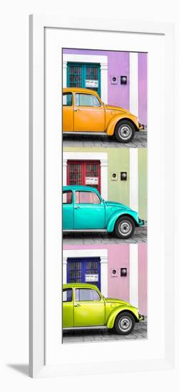 ¡Viva Mexico! Panoramic Collection - Three VW Beetle Cars with Colors Street Wall XXXIV-Philippe Hugonnard-Framed Photographic Print