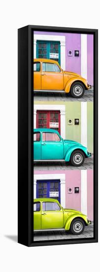 ¡Viva Mexico! Panoramic Collection - Three VW Beetle Cars with Colors Street Wall XXXIV-Philippe Hugonnard-Framed Stretched Canvas