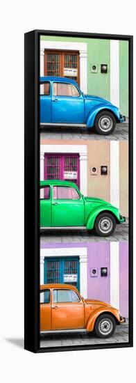 ¡Viva Mexico! Panoramic Collection - Three VW Beetle Cars with Colors Street Wall XXXIX-Philippe Hugonnard-Framed Stretched Canvas