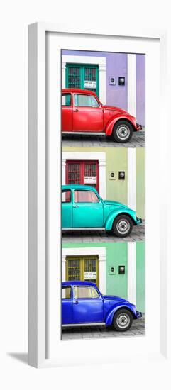 ¡Viva Mexico! Panoramic Collection - Three VW Beetle Cars with Colors Street Wall XXXV-Philippe Hugonnard-Framed Photographic Print