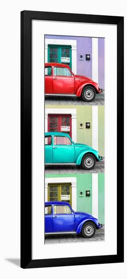 ¡Viva Mexico! Panoramic Collection - Three VW Beetle Cars with Colors Street Wall XXXV-Philippe Hugonnard-Framed Photographic Print