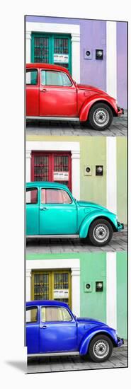 ¡Viva Mexico! Panoramic Collection - Three VW Beetle Cars with Colors Street Wall XXXV-Philippe Hugonnard-Mounted Photographic Print