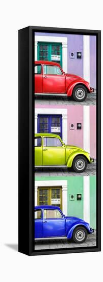 ¡Viva Mexico! Panoramic Collection - Three VW Beetle Cars with Colors Street Wall XXXVI-Philippe Hugonnard-Framed Stretched Canvas