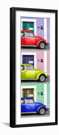 ¡Viva Mexico! Panoramic Collection - Three VW Beetle Cars with Colors Street Wall XXXVI-Philippe Hugonnard-Framed Photographic Print