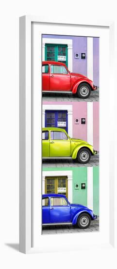 ¡Viva Mexico! Panoramic Collection - Three VW Beetle Cars with Colors Street Wall XXXVI-Philippe Hugonnard-Framed Photographic Print