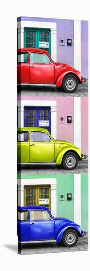 ¡Viva Mexico! Panoramic Collection - Three VW Beetle Cars with Colors Street Wall XXXVI-Philippe Hugonnard-Stretched Canvas