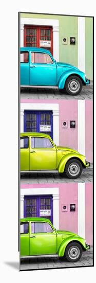 ¡Viva Mexico! Panoramic Collection - Three VW Beetle Cars with Colors Street Wall XXXVII-Philippe Hugonnard-Mounted Photographic Print