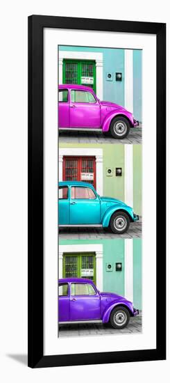 ¡Viva Mexico! Panoramic Collection - Three VW Beetle Cars with Colors Street Wall XXXVIII-Philippe Hugonnard-Framed Photographic Print