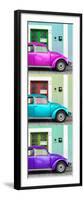 ¡Viva Mexico! Panoramic Collection - Three VW Beetle Cars with Colors Street Wall XXXVIII-Philippe Hugonnard-Framed Photographic Print