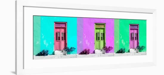 ¡Viva Mexico! Panoramic Collection - Tree Colorful Doors I-Philippe Hugonnard-Framed Photographic Print