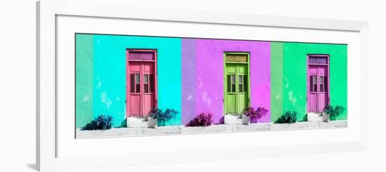 ¡Viva Mexico! Panoramic Collection - Tree Colorful Doors I-Philippe Hugonnard-Framed Photographic Print