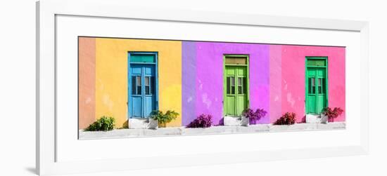 ¡Viva Mexico! Panoramic Collection - Tree Colorful Doors IV-Philippe Hugonnard-Framed Photographic Print