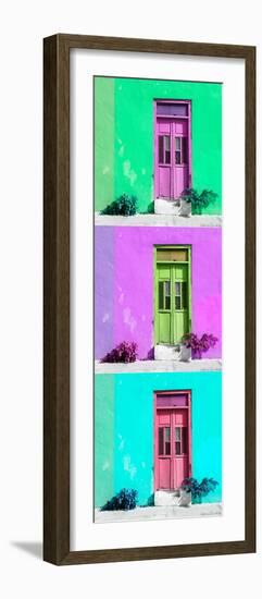 ¡Viva Mexico! Panoramic Collection - Tree Colorful Doors IX-Philippe Hugonnard-Framed Photographic Print