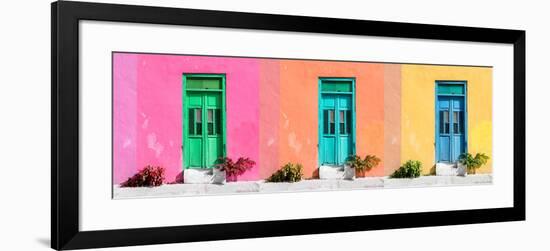 ¡Viva Mexico! Panoramic Collection - Tree Colorful Doors VI-Philippe Hugonnard-Framed Photographic Print