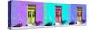 ¡Viva Mexico! Panoramic Collection - Tree Colorful Doors VII-Philippe Hugonnard-Stretched Canvas