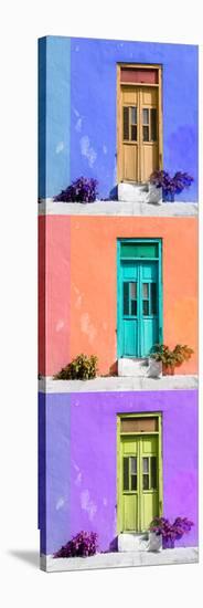 ¡Viva Mexico! Panoramic Collection - Tree Colorful Doors X-Philippe Hugonnard-Stretched Canvas