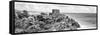 ¡Viva Mexico! Panoramic Collection - Tulum Ruins B&W-Philippe Hugonnard-Framed Stretched Canvas