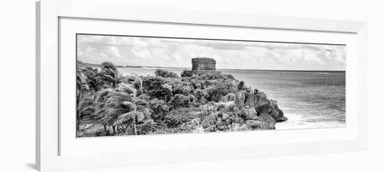 ¡Viva Mexico! Panoramic Collection - Tulum Ruins B&W-Philippe Hugonnard-Framed Photographic Print