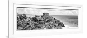 ¡Viva Mexico! Panoramic Collection - Tulum Ruins B&W-Philippe Hugonnard-Framed Photographic Print