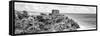 ¡Viva Mexico! Panoramic Collection - Tulum Ruins B&W-Philippe Hugonnard-Framed Stretched Canvas