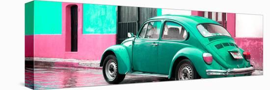 ¡Viva Mexico! Panoramic Collection - VW Beetle and Coral Green Wall-Philippe Hugonnard-Stretched Canvas