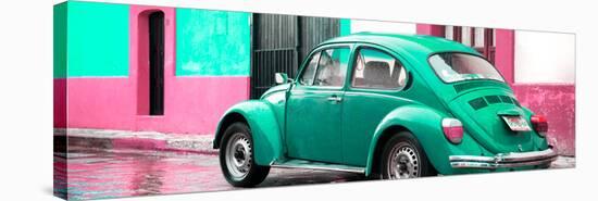 ¡Viva Mexico! Panoramic Collection - VW Beetle and Coral Green Wall-Philippe Hugonnard-Stretched Canvas