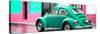 ¡Viva Mexico! Panoramic Collection - VW Beetle and Coral Green Wall-Philippe Hugonnard-Stretched Canvas