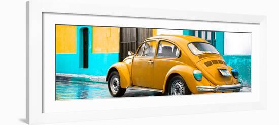 ¡Viva Mexico! Panoramic Collection - VW Beetle and Orange Wall-Philippe Hugonnard-Framed Photographic Print