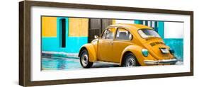 ¡Viva Mexico! Panoramic Collection - VW Beetle and Orange Wall-Philippe Hugonnard-Framed Photographic Print