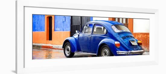 ¡Viva Mexico! Panoramic Collection - VW Beetle and Royal Blue Wall-Philippe Hugonnard-Framed Photographic Print