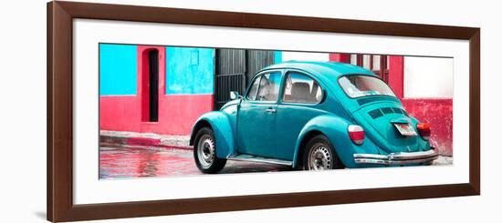 ¡Viva Mexico! Panoramic Collection - VW Beetle and Turquoise Wall-Philippe Hugonnard-Framed Photographic Print