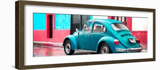 ¡Viva Mexico! Panoramic Collection - VW Beetle and Turquoise Wall-Philippe Hugonnard-Framed Photographic Print