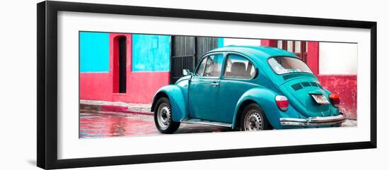 ¡Viva Mexico! Panoramic Collection - VW Beetle and Turquoise Wall-Philippe Hugonnard-Framed Photographic Print