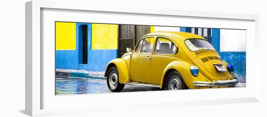 ¡Viva Mexico! Panoramic Collection - VW Beetle and Yellow Wall-Philippe Hugonnard-Framed Photographic Print