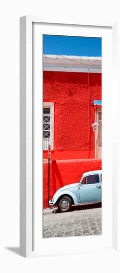 ¡Viva Mexico! Panoramic Collection - VW Beetle Car and Red Wall-Philippe Hugonnard-Framed Photographic Print