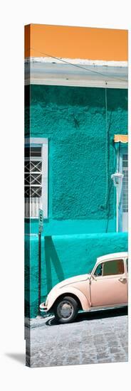 ¡Viva Mexico! Panoramic Collection - VW Beetle Car and Turquoise Wall-Philippe Hugonnard-Stretched Canvas