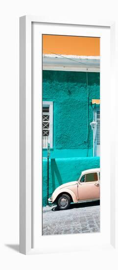 ¡Viva Mexico! Panoramic Collection - VW Beetle Car and Turquoise Wall-Philippe Hugonnard-Framed Photographic Print