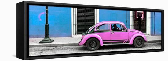 ¡Viva Mexico! Panoramic Collection - VW Beetle Car - Blue & Pink-Philippe Hugonnard-Framed Stretched Canvas