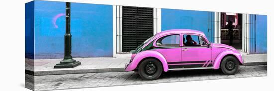 ¡Viva Mexico! Panoramic Collection - VW Beetle Car - Blue & Pink-Philippe Hugonnard-Stretched Canvas
