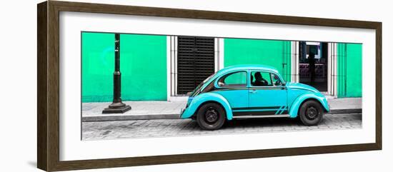 ¡Viva Mexico! Panoramic Collection - VW Beetle Car - Coral Green & Turquoise-Philippe Hugonnard-Framed Photographic Print