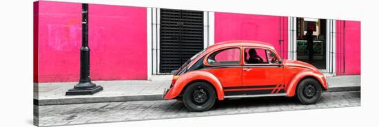 ¡Viva Mexico! Panoramic Collection - VW Beetle Car - Pink & Red-Philippe Hugonnard-Stretched Canvas