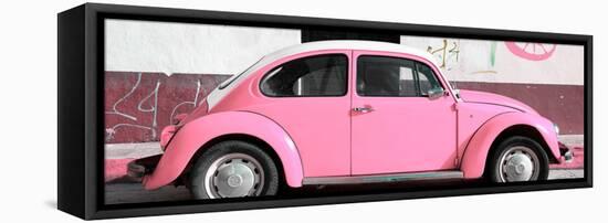 ¡Viva Mexico! Panoramic Collection - VW Beetle Light Pink-Philippe Hugonnard-Framed Stretched Canvas