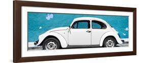 ¡Viva Mexico! Panoramic Collection - White VW Beetle Car and Blue Street Wall-Philippe Hugonnard-Framed Photographic Print