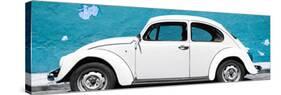 ¡Viva Mexico! Panoramic Collection - White VW Beetle Car and Blue Street Wall-Philippe Hugonnard-Stretched Canvas