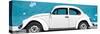 ¡Viva Mexico! Panoramic Collection - White VW Beetle Car and Blue Street Wall-Philippe Hugonnard-Stretched Canvas